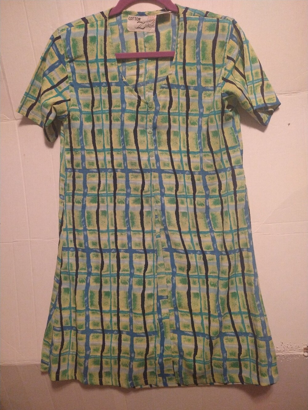 Casual Green Blue Plaid Easy Pullover Summer dress
